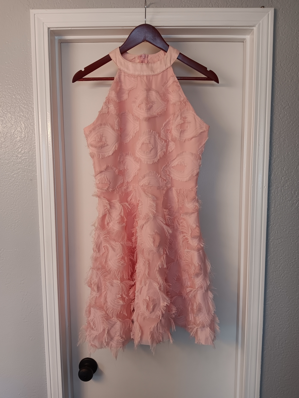 Chicwish Pink Feather-Textured Halter Dress
